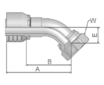 12JIC (1-1/16-12UNF)female x 3/4" hose end, 45° elbow