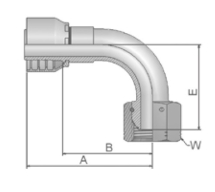 1/4inch BSP female w/o-ring x 1/4inch hose end, 90° elbow